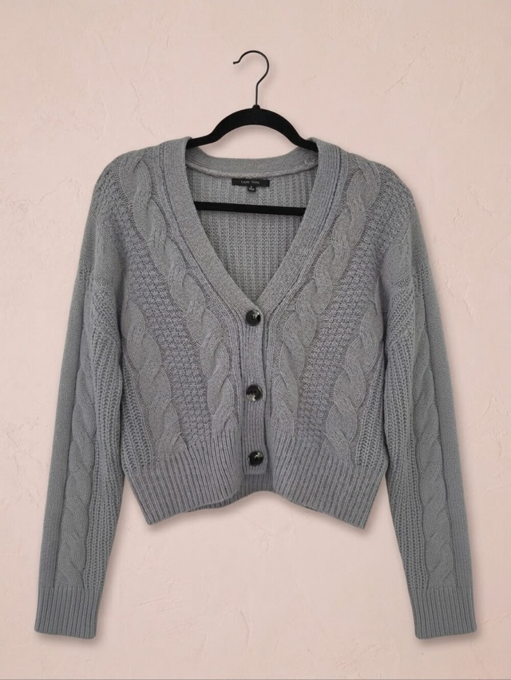 Love Tree Chunky Knit Boxy Cardigan, Medium, Sage Green/Gray